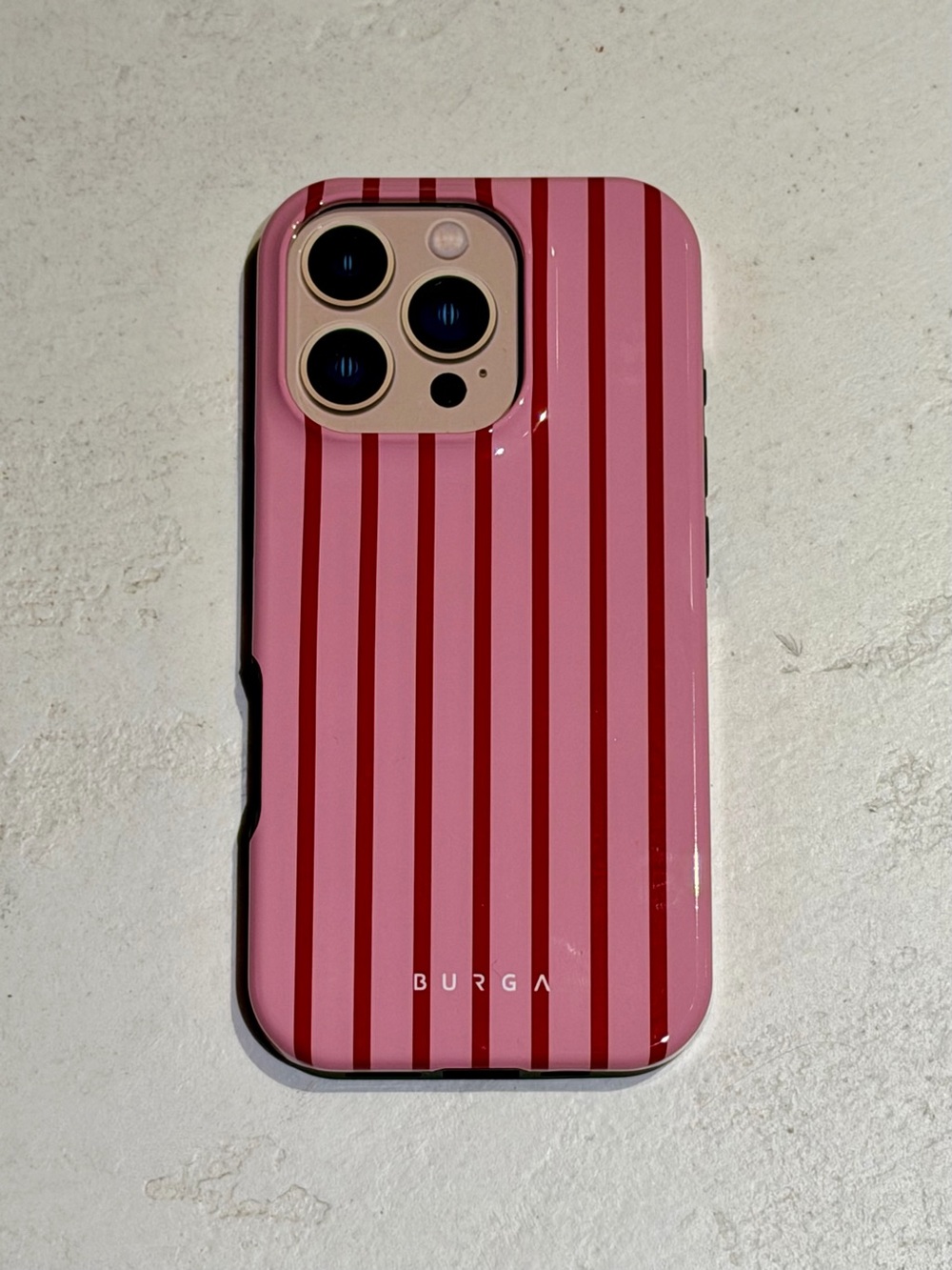 ✨NEW Pink & Red Stripe iPhone 16 Pro Burga Phone Case